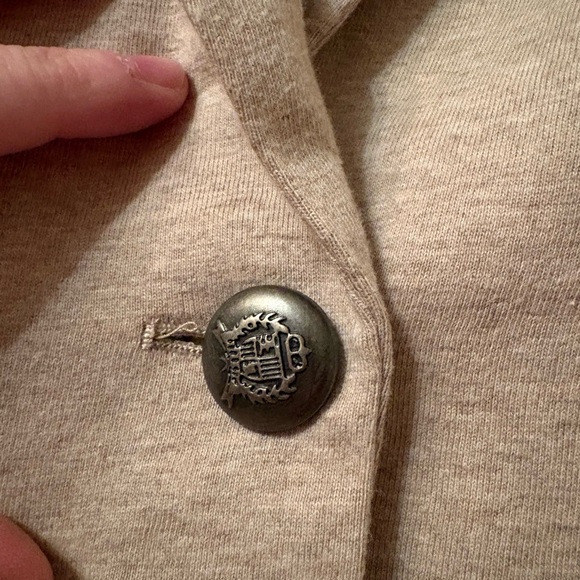 British Khaki Knit Blazer Jacket Neutral Beige Cotton Stretch | Size XL - Picture 5 of 11